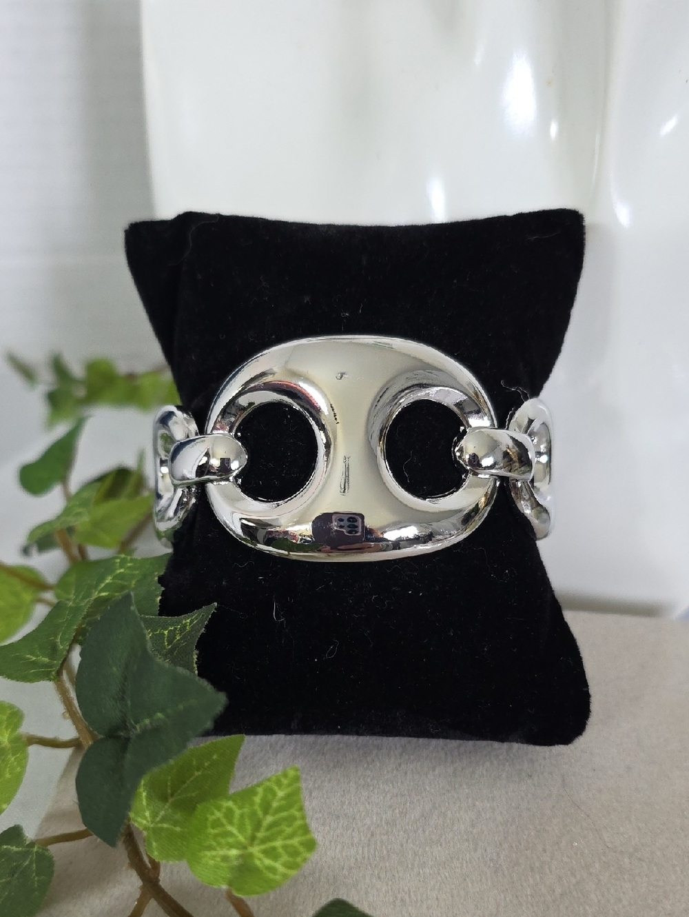 Chunky Silver Luxe Anchor Mariner Link Clamper Bangle Bracelet